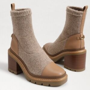 Sam Edelman Women's Rozanna Ankle Boot Luxe Tan 8 M NWT Sock Bootie Boho Fall